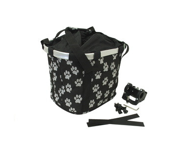 Műanyag gyorszáras rögzítésű fekete tappancsos első kosár