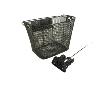 Acél hálós gyorszáras rögzítésű fekete első kosár