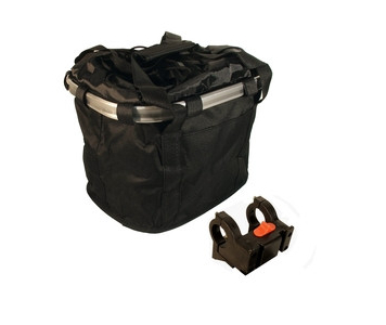 Műanyag gyorszáras rögzítésű fekete első kosár