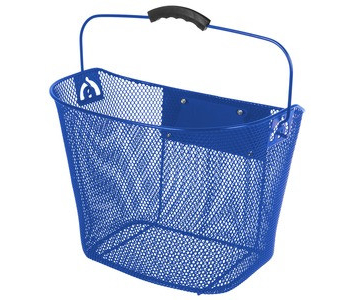 Acél hálós gyorszáras rögzítésű kék első kosár