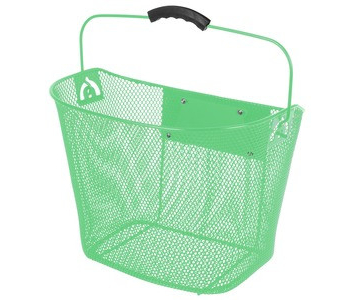 Acél hálós gyorszáras rögzítésű zöld első kosár
