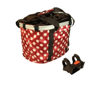 Műanyag gyorszáras rögzítésű pöttyös első kosár