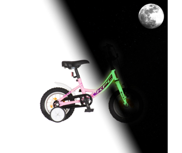 KPC FluoBike Kitty cicás VILÁGÍTÓS 12 rózsaszín fluoreszkáló gyermek kerékpár